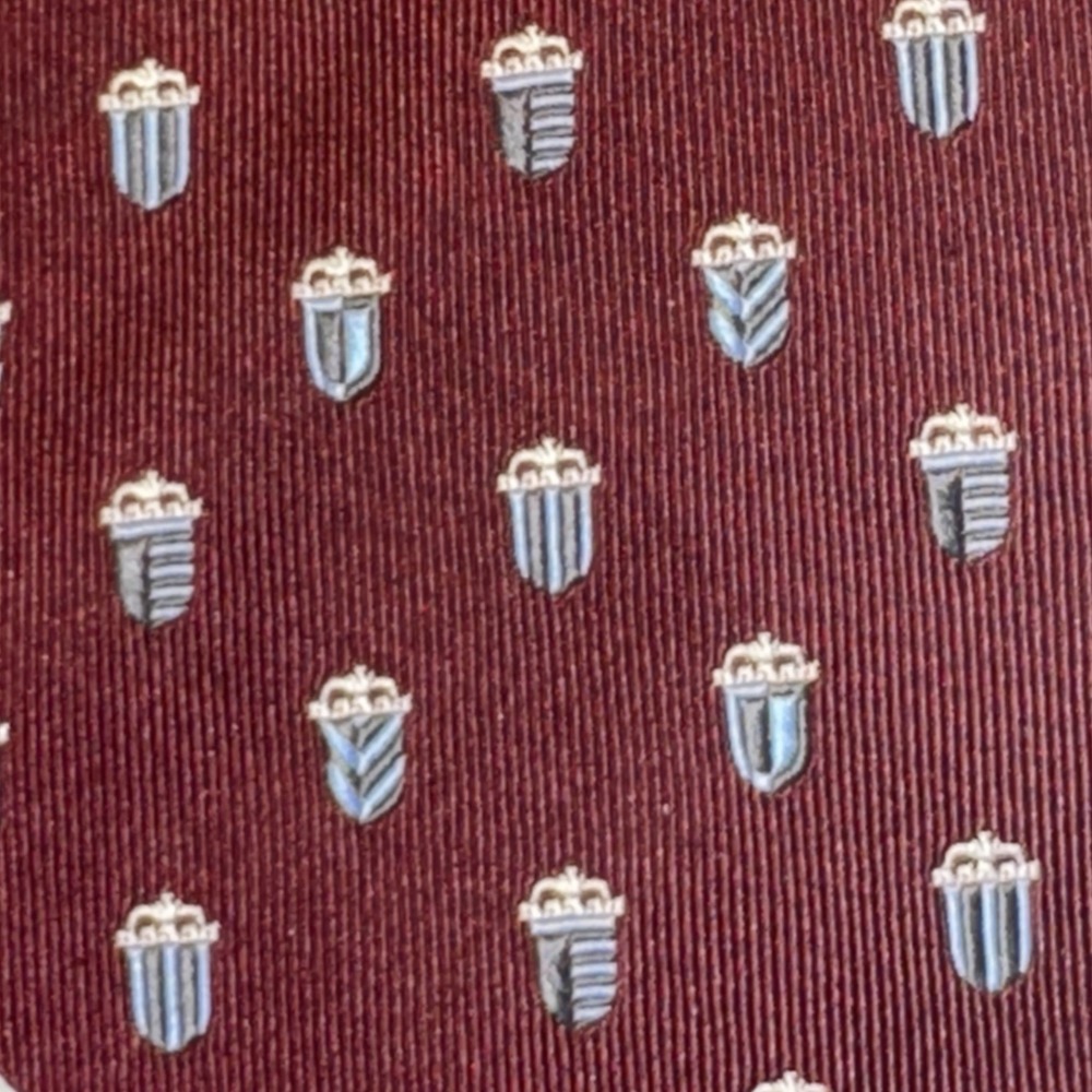 Jos. A. Bank Silk Tie Mens Long Burgundy Crest Crown Executive Classic Preppy